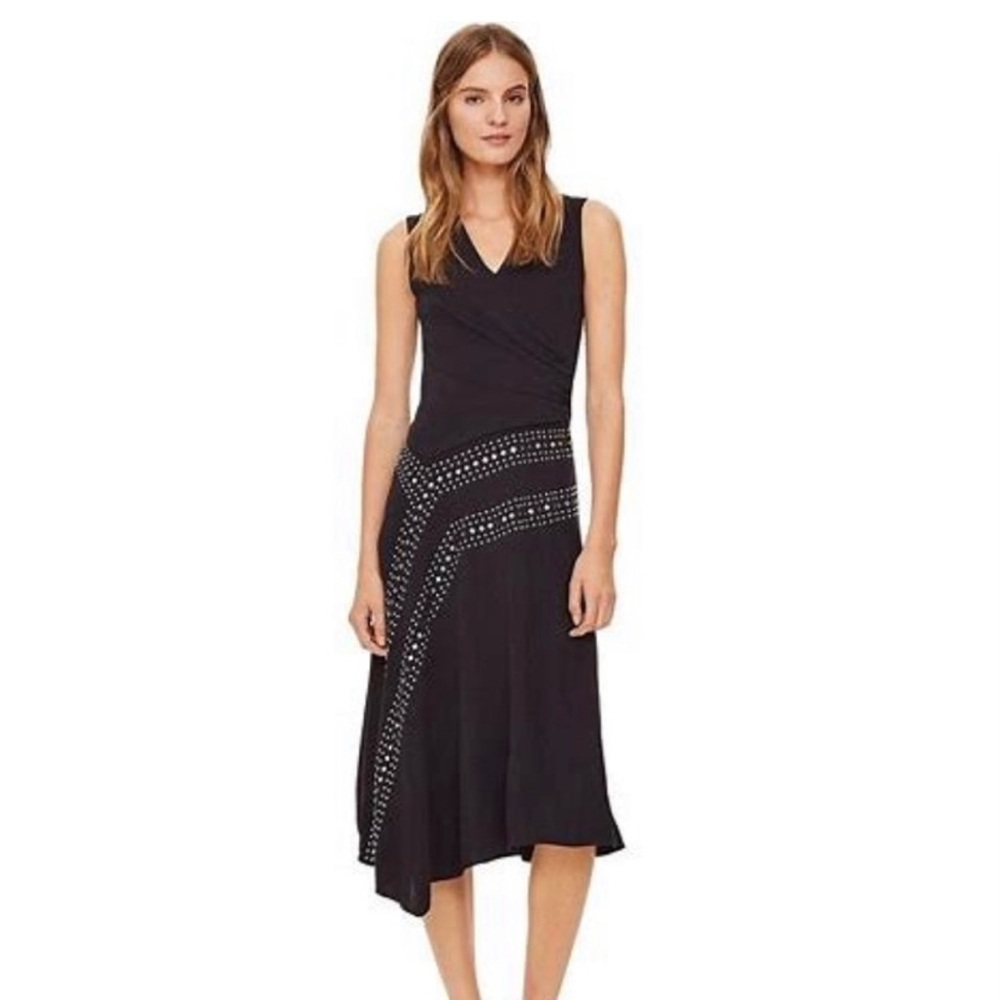 NWT Tory Burch Black Mirror Embellished Midi Dress, XS